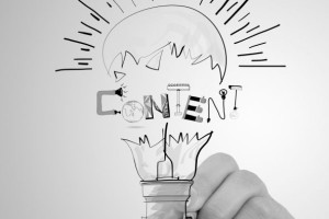 Lightbulb with the word "content" breaking through it.