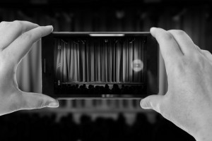Looking at a stage through a smartphone camera.
